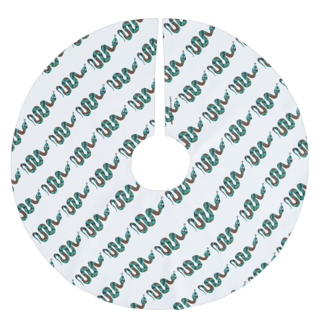 Snake Brown och Teal Print Silhouette Julgransmatta Borstad Polyester (Framsidan)