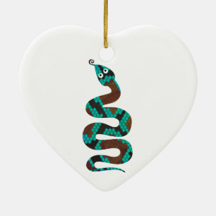 Snake Brown och Teal Print Silhouette Julgransprydnad Keramik