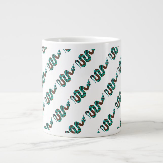 Snake Brown och Teal Print Silhouette Jumbo Mugg (Framsidan)