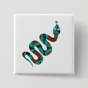 Snake Brown och Teal Print Silhouette Knapp