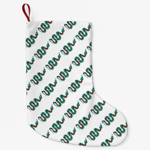Snake Brown och Teal Print Silhouette Liten Julstrumpa