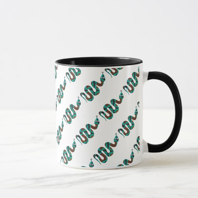 Snake Brown och Teal Print Silhouette Mugg (Höger)