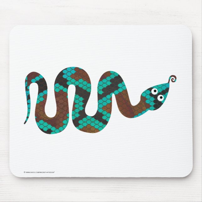 Snake Brown och Teal Print Silhouette Musmatta (Framsidan)