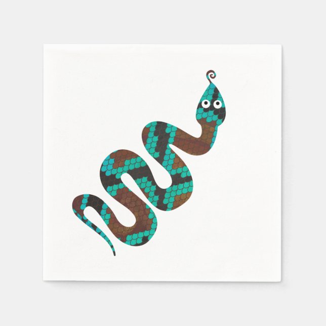 Snake Brown och Teal Print Silhouette Pappersservett (Framsidan)