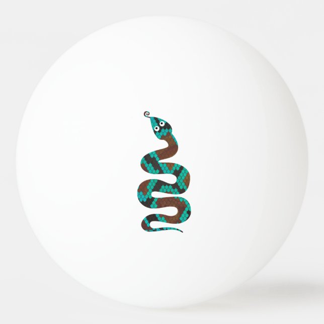 Snake Brown och Teal Print Silhouette Pingisboll (Baksidan)