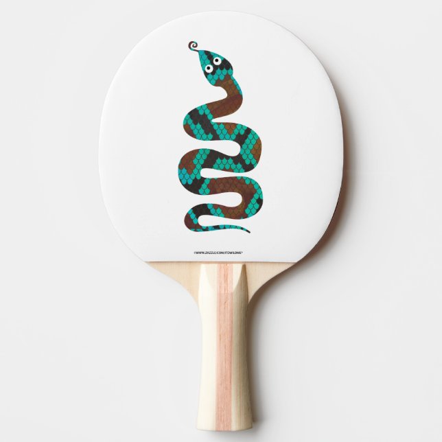 Snake Brown och Teal Print Silhouette Pingisracket (Framsidan)