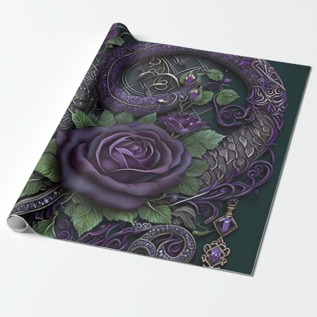 Snake Celtic Knot Lila Presentpapper (Utrullad)