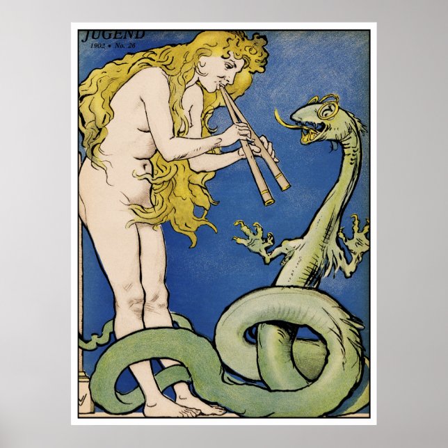 Snake Charmer - Art nouveau Vintage Art Poster (Framsidan)