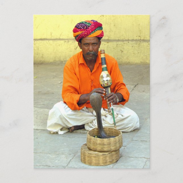 Snake Charmer i Indien Vykort (Framsida)