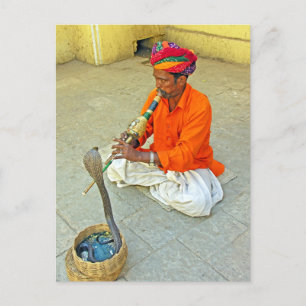 Snake Charmer i Indien Vykort