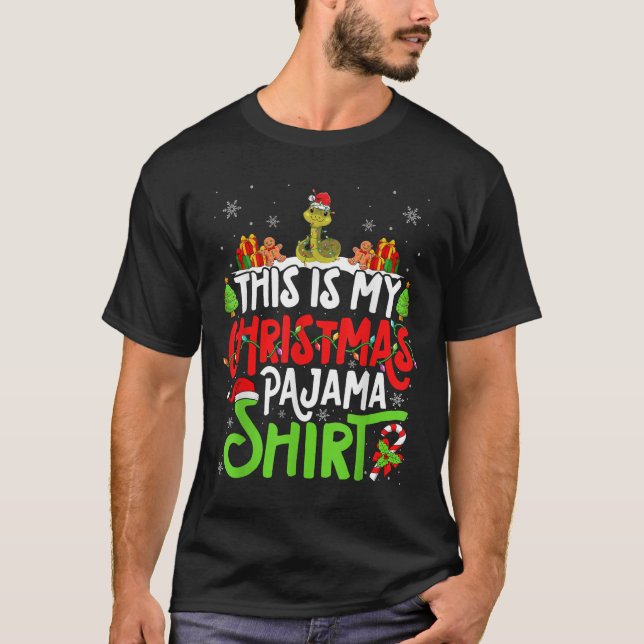 Snake Christmas Pajama Shirt Snake Lover  T Shirt (Framsida)