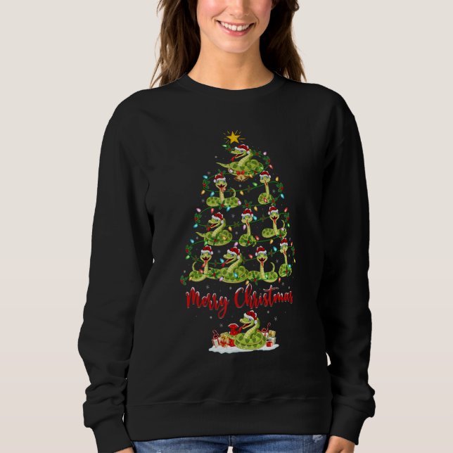 Snake Christmas Tree Lights  Snake Xmas T Shirt (Framsida)