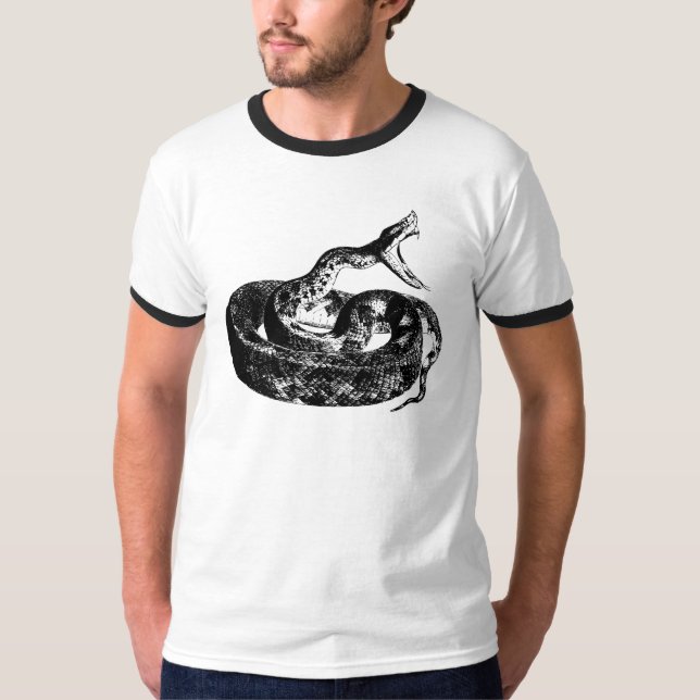 Snake, Cobra Manar Black and White Shirt Tee (Framsida)