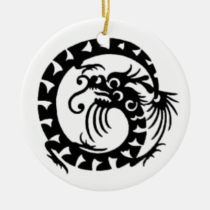 SNAKE DRAGON Black and White Julgransprydnad Keramik