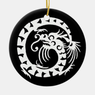 SNAKE DRAGON Black and White Julgransprydnad Keramik
