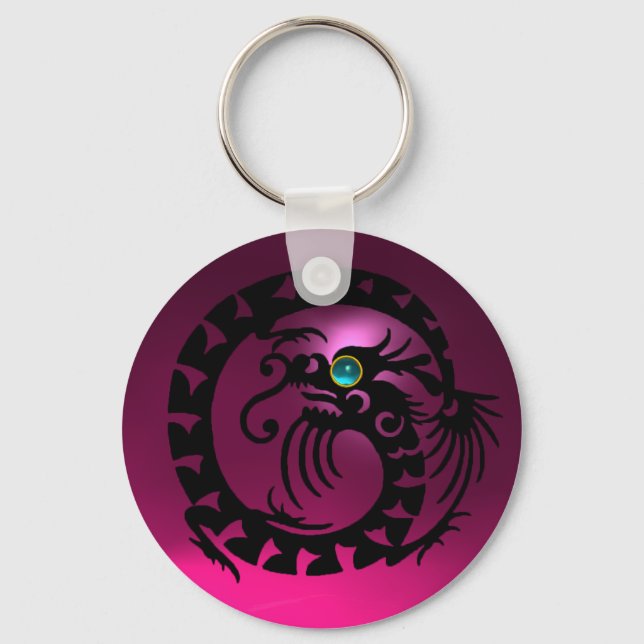 SNAKE DRAGON,black,blue aquamarine,rosa ametyst Nyckelring (Framsida)