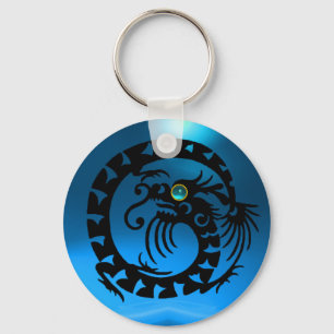 SNAKE DRAGON,black,blue sapphire Nyckelring