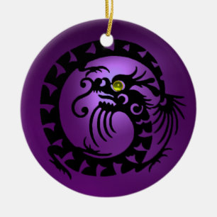 SNAKE DRAGON Black Lila and Rosa Amethyst Julgransprydnad Keramik