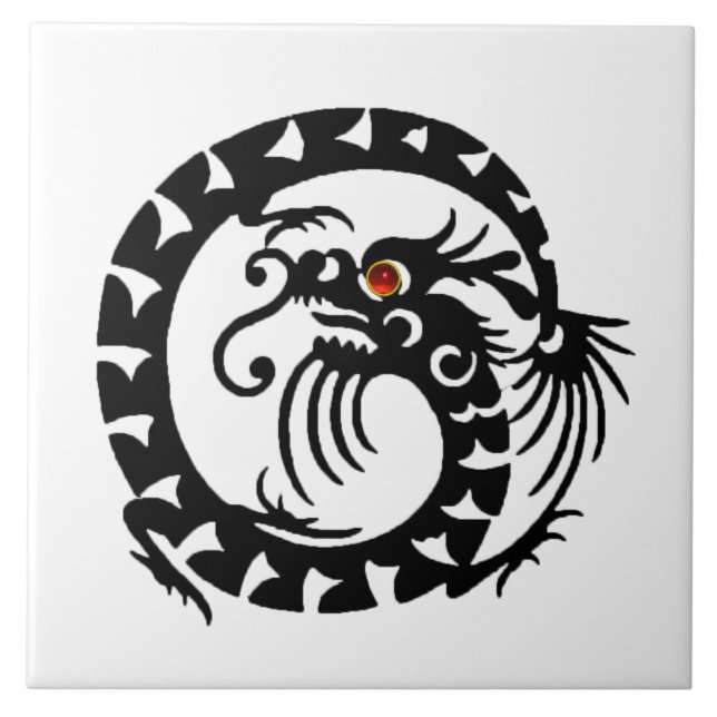 SNAKE DRAGON, Black White Red Kakelplatta (Framsidan)