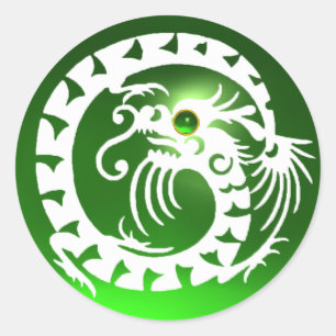 SNAKE DRAGON,emeral grönt Runt Klistermärke