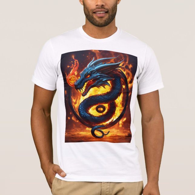 Snake Dragon Fireball T-Shirt - 3D Esport (Framsida)