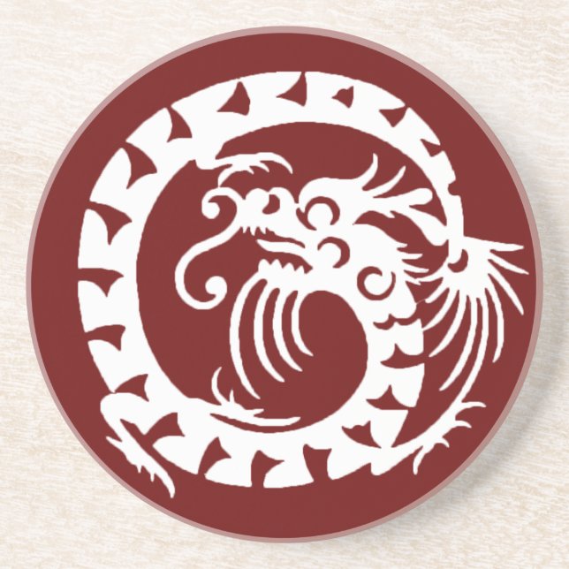 SNAKE DRAGON , rött och vitt Underlägg Sandsten (Framsidan)