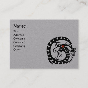 SNAKE DRAGON RUBY Fantasy Black White Grått Papper Visitkort