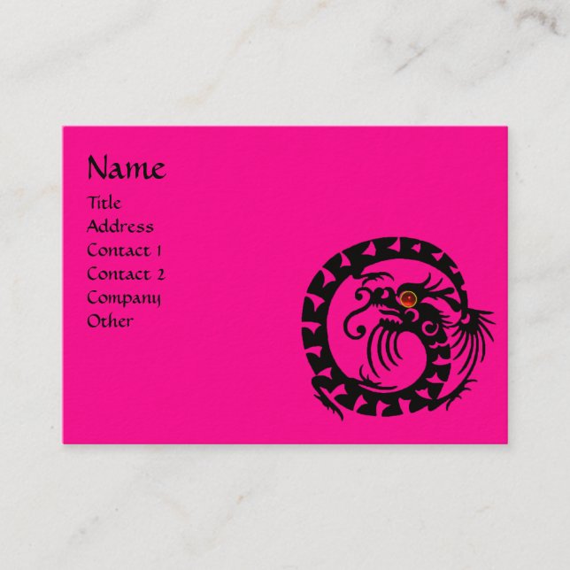 SNAKE DRAGON RUBY, svart och vit rosa Visitkort (Framsida)