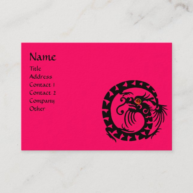 SNAKE DRAGON RUBY, svart och vit rosa Visitkort (Framsida)