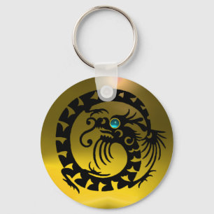 SNAKE DRAGON,svart,blå akvamarin,gult topaz Nyckelring