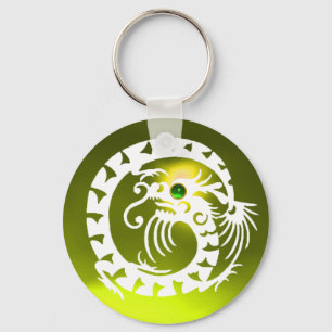 SNAKE DRAGON,vit, grönt emerald,gult topaz Nyckelring
