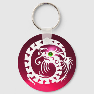 SNAKE DRAGON,vit,röd rosa ruby,grönt emerald Nyckelring