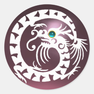 SNAKE DRAGON,vit rosa ametyst,akvamarinblått Runt Klistermärke