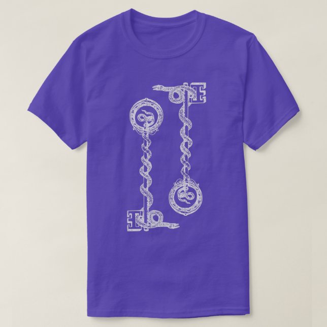 Snake Dubbla Nycklar Alchemy Occult Emblem T Shirt (Design framsida)