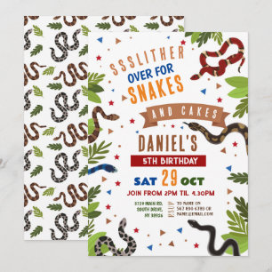 Snake Födelsedagsfest Reptiles Jungle Slither Inbjudningar