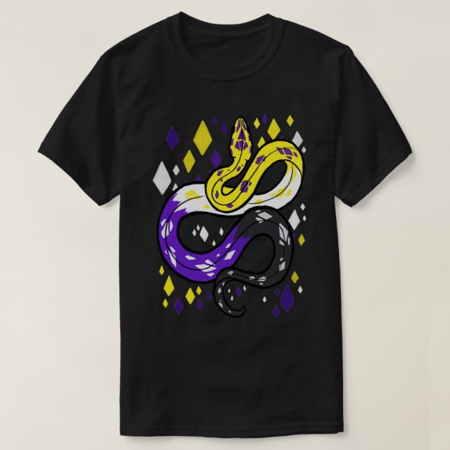 Snake för icke-binär Flagga T Shirt (Design framsida)