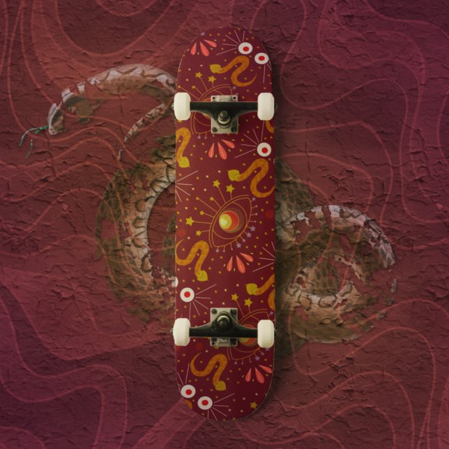 Snake Goddess djupt röda Mini Skateboard Bräda 18,5 Cm (Skapare uppladdad)