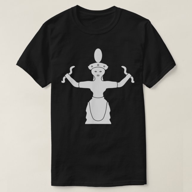 Snake Goddess Minoan Knossos Statue Figurine T Shirt (Design framsida)