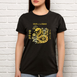 Snake Gold Foil Chinese Lunar nyår 2025 fet T Shirt