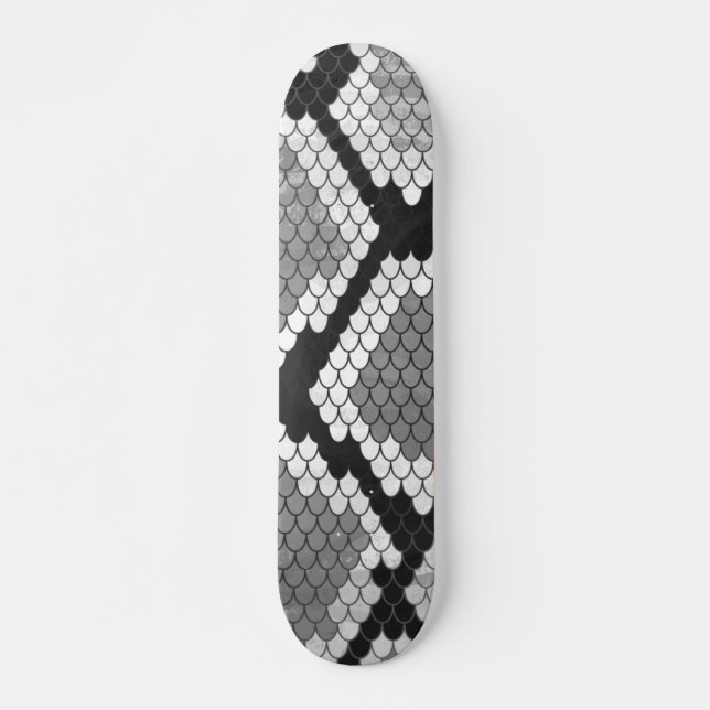 Snake Grått och Light Grått Print Mini Skateboard Bräda 18,7 Cm (Framsida)