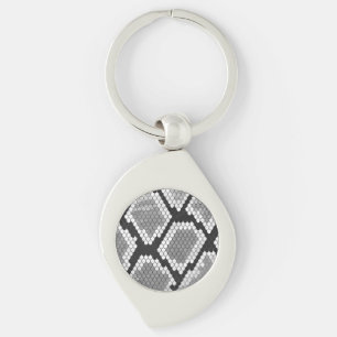 Snake Grått och Light Grått Print Swirl Silverfärgad Nyckelring