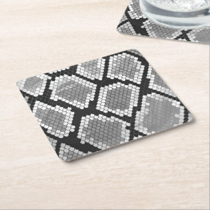 Snake Grått och Light Grått Print Underlägg Papper Kvadrat