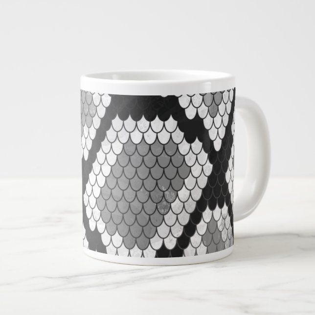 Snake Grått, White and Black Print Jumbo Mugg (Framsida höger)