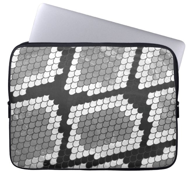 Snake Grått, White and Black Print Laptop Sleeve (Framsidan)
