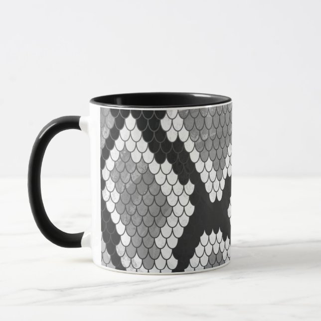 Snake Grått, White and Black Print Mugg (Vänster)