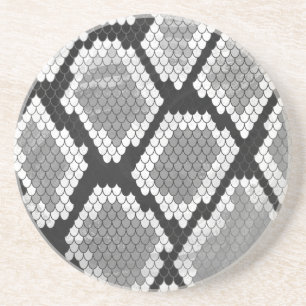 Snake Grått, White and Black Print Underlägg Sandsten
