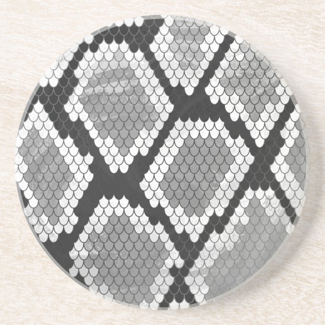 Snake Grått, White and Black Print Underlägg Sandsten (Framsidan)
