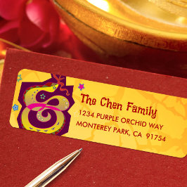 Snake Gult 2025 Kinesisk nyårsmodell, Coola fet Returadress Etikett