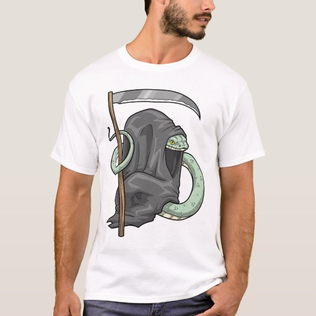 Snake Halloween Grim Reaper T Shirt (Framsida)