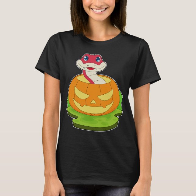Snake Halloween Pumpkin T Shirt (Framsida)